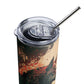 Wolf of the Forest Stainless steel tumbler cup with metal straw