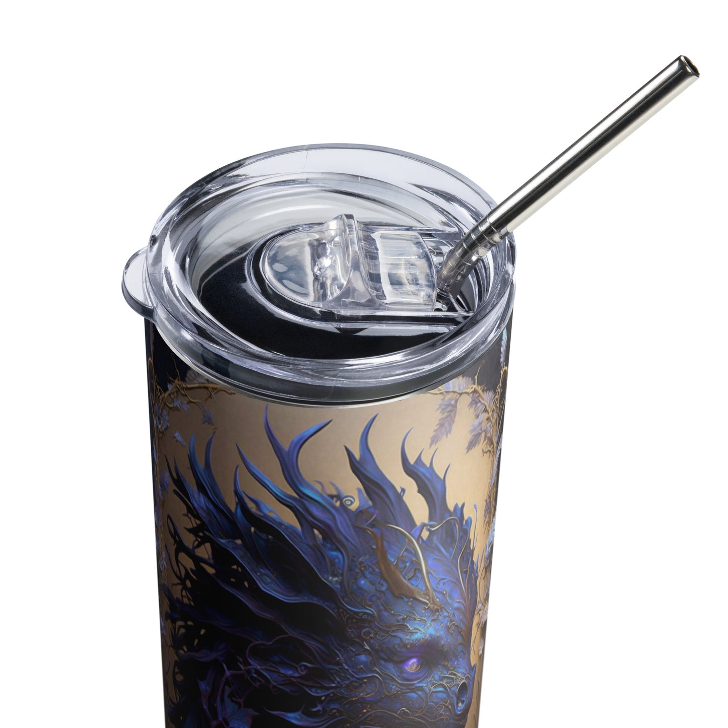 Dragon #10 Stainless steel tumbler cup with metal straw