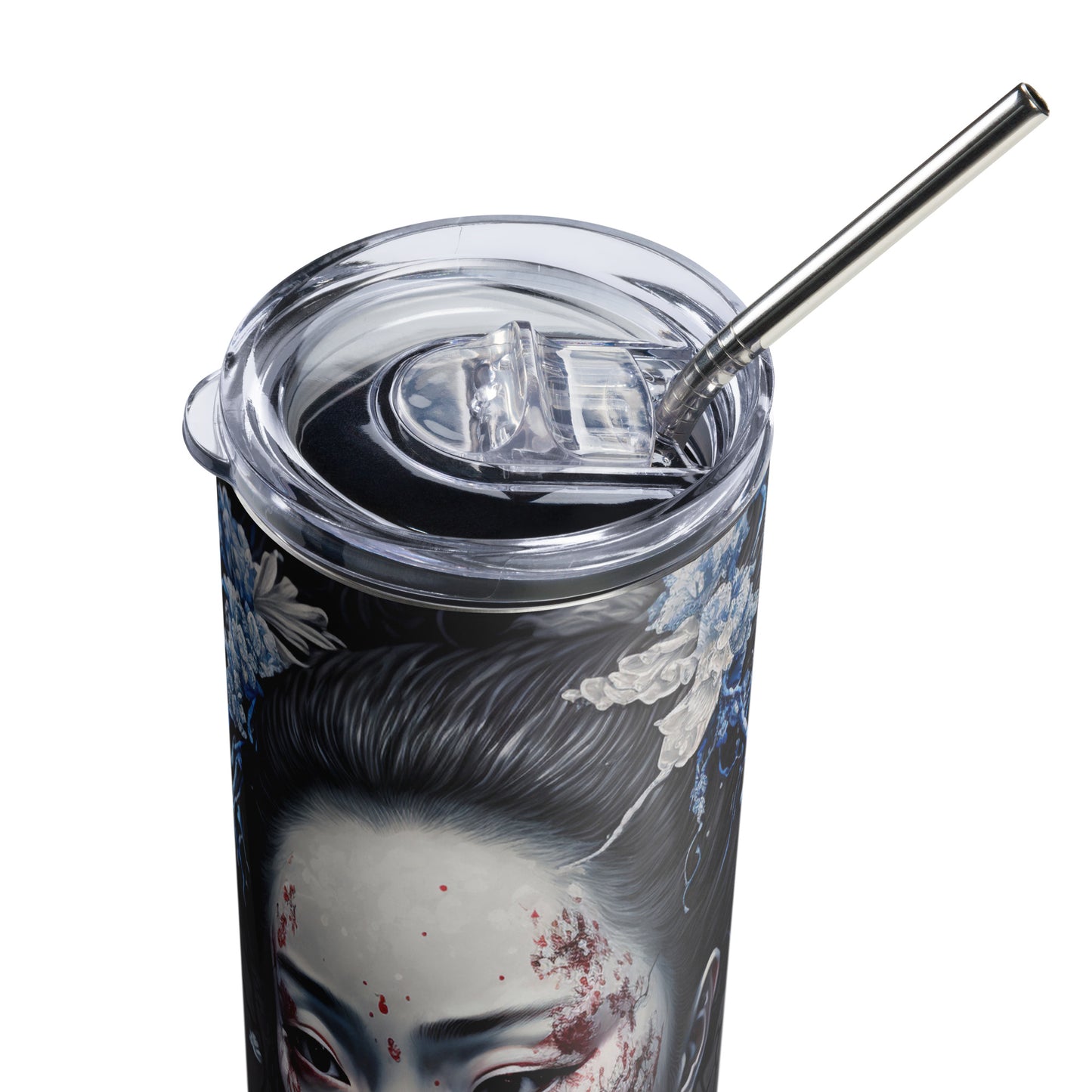 Geisha Beauty Stainless steel tumbler cup with metal straw