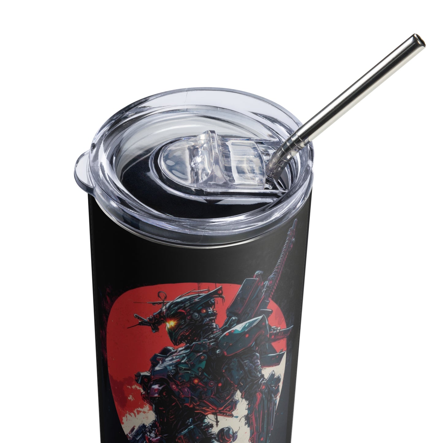 Space Robot #5 Stainless steel tumbler cup with Metal Straw