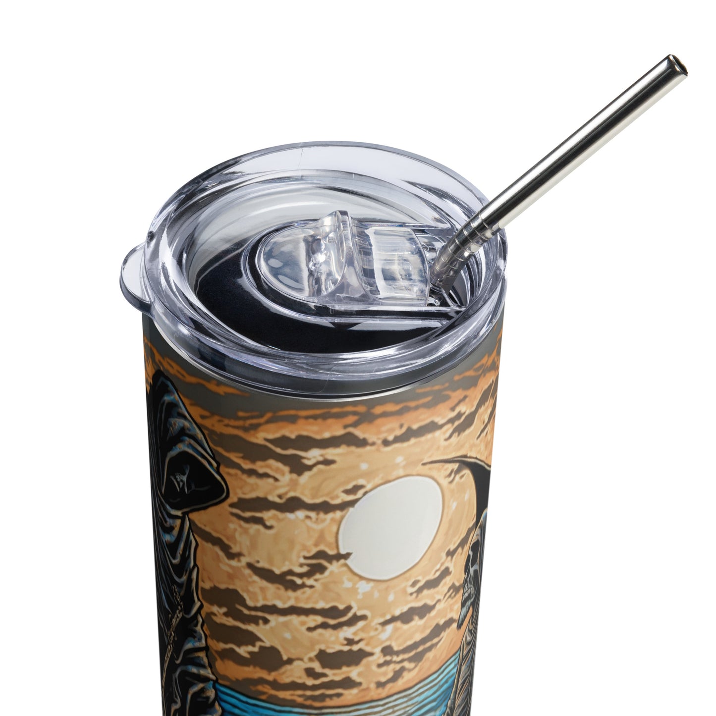 Death at the Beach Stainless steel tumbler cup with metal straw