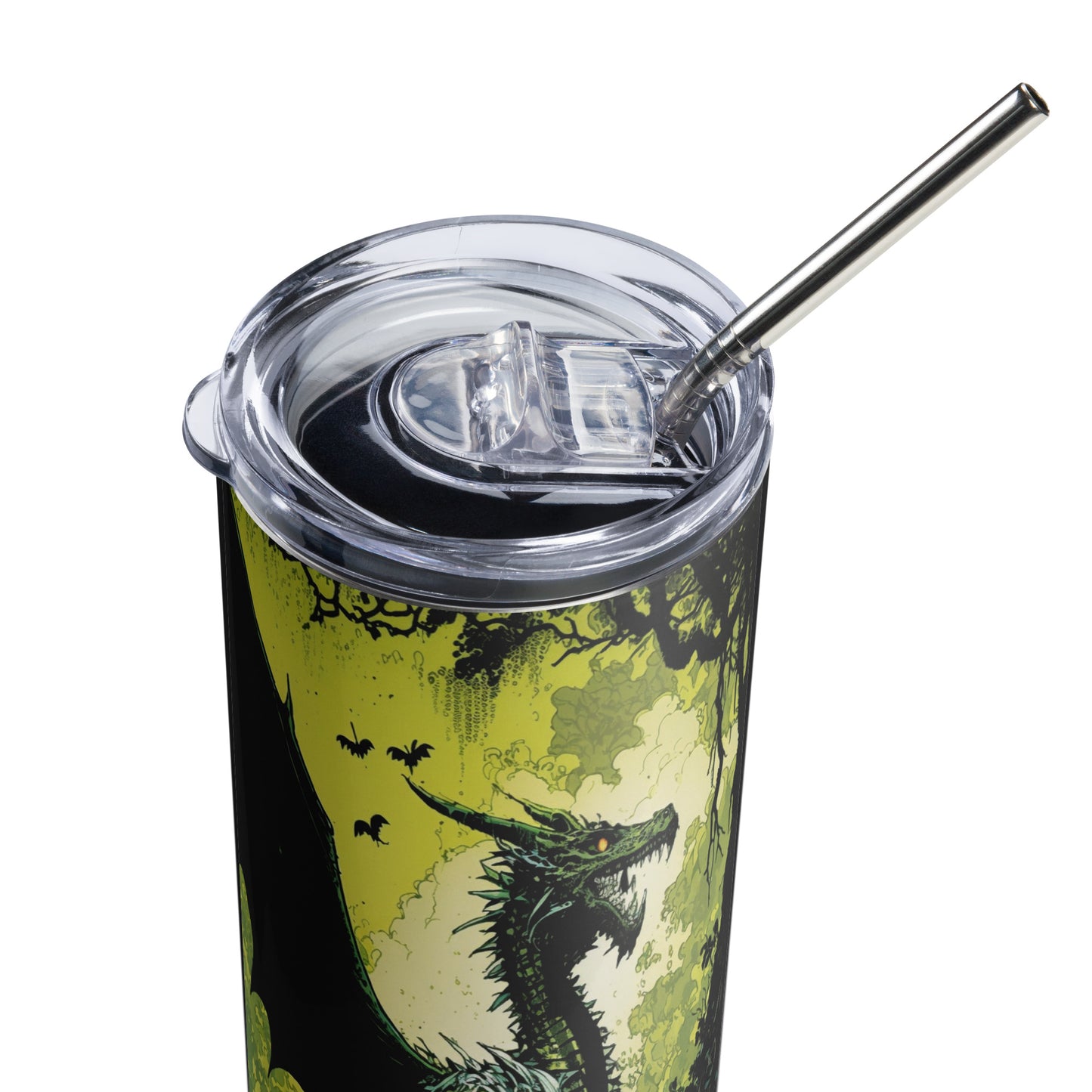 Dragon #3 Stainless steel tumbler cup with metal straw