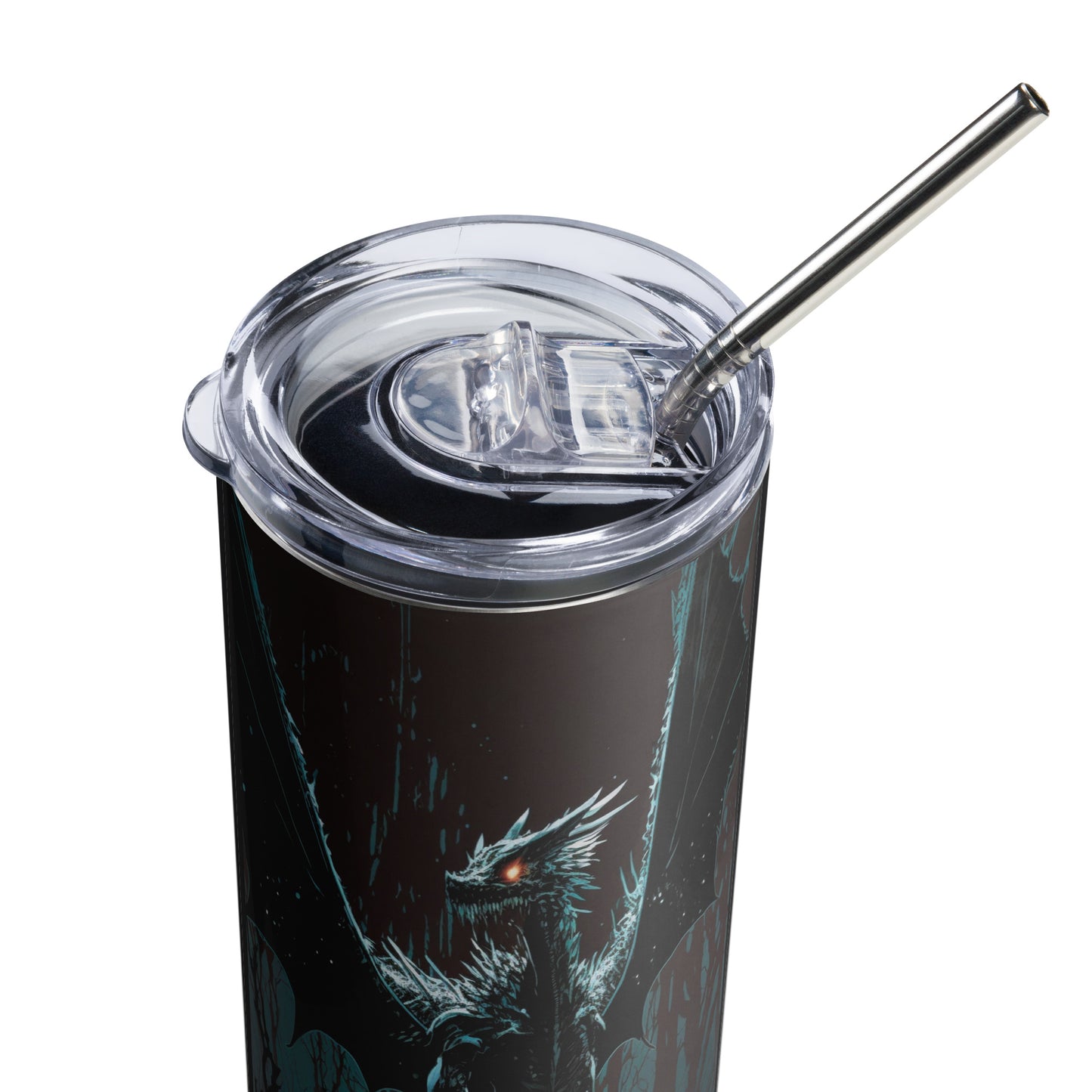 Dragon #4 Stainless steel tumbler cup with metal straw