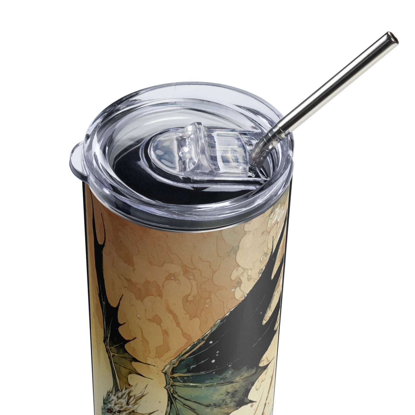 Dragon #5 Stainless steel tumbler cup with metal straw