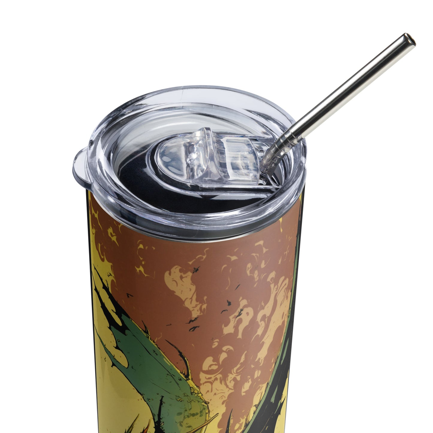 Dragon #9 Stainless steel tumbler cup with metal straw