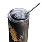 Creature of the Forest Stainless steel tumbler cup with metal straw