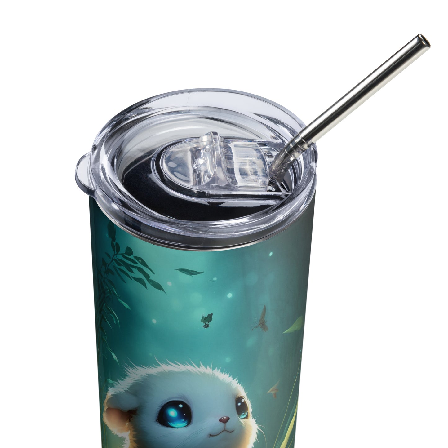 Cute Bunny Stainless steel tumbler cup with metal straw