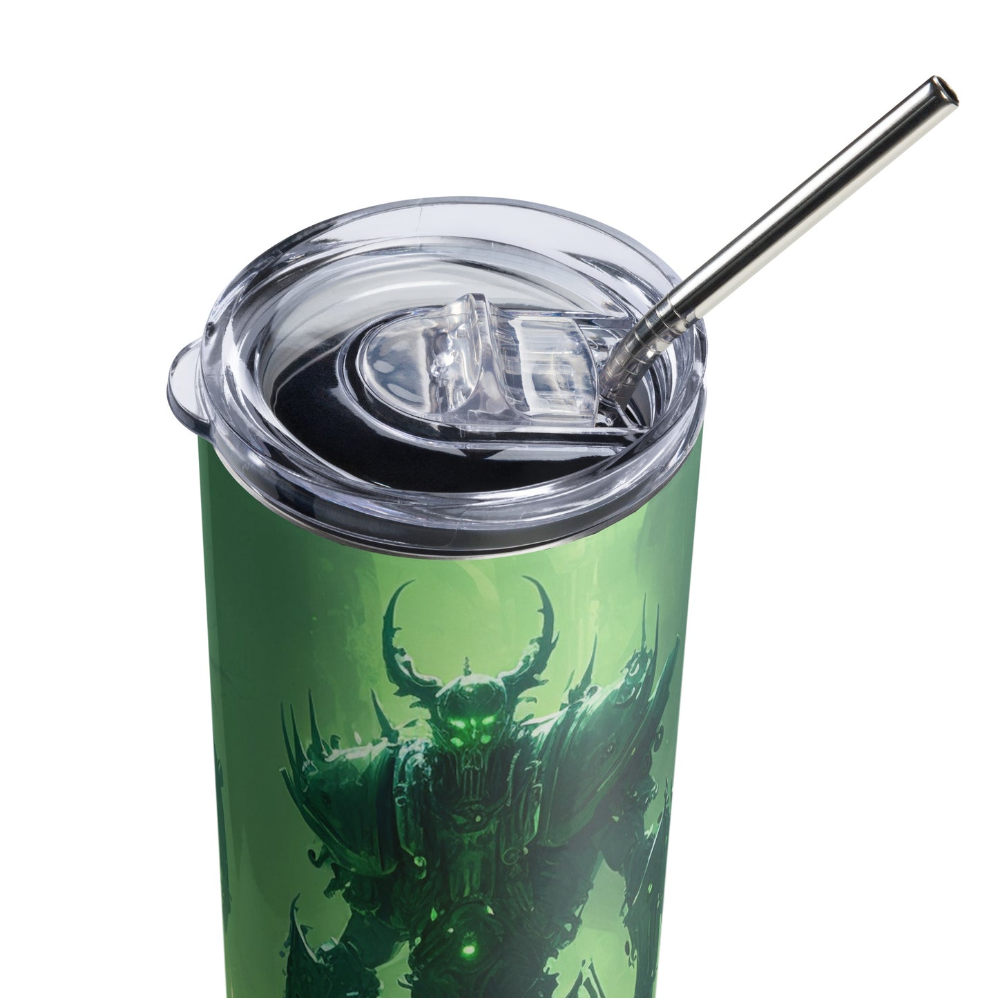 Necro Knight Stainless steel tumbler cup with metal straw