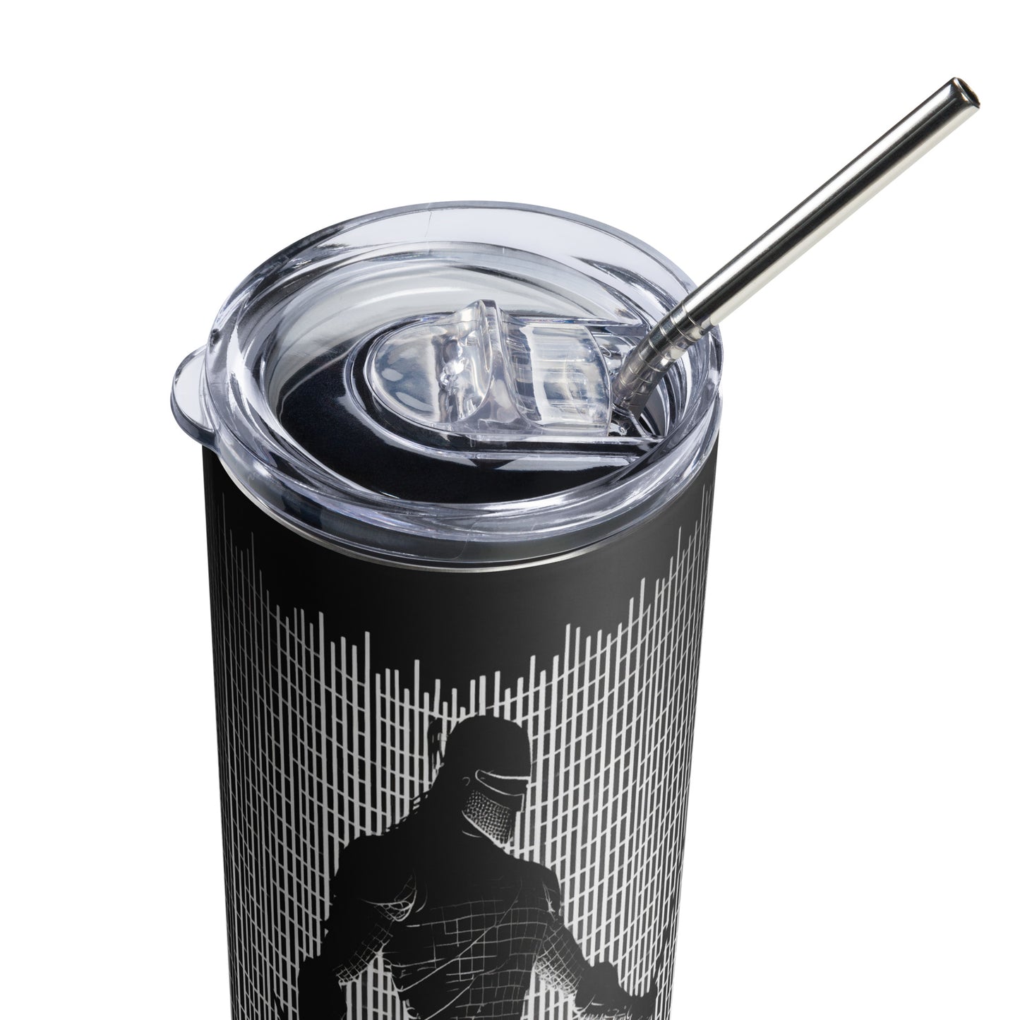 Grid Knight Stainless steel tumbler cup with metal straw