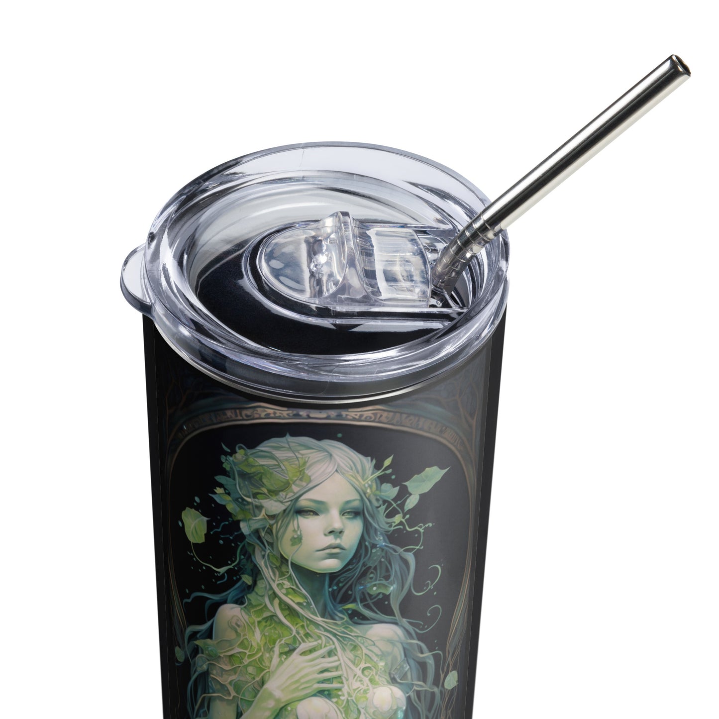 Earth Goddess #1 Stainless steel tumbler cup with metal straw