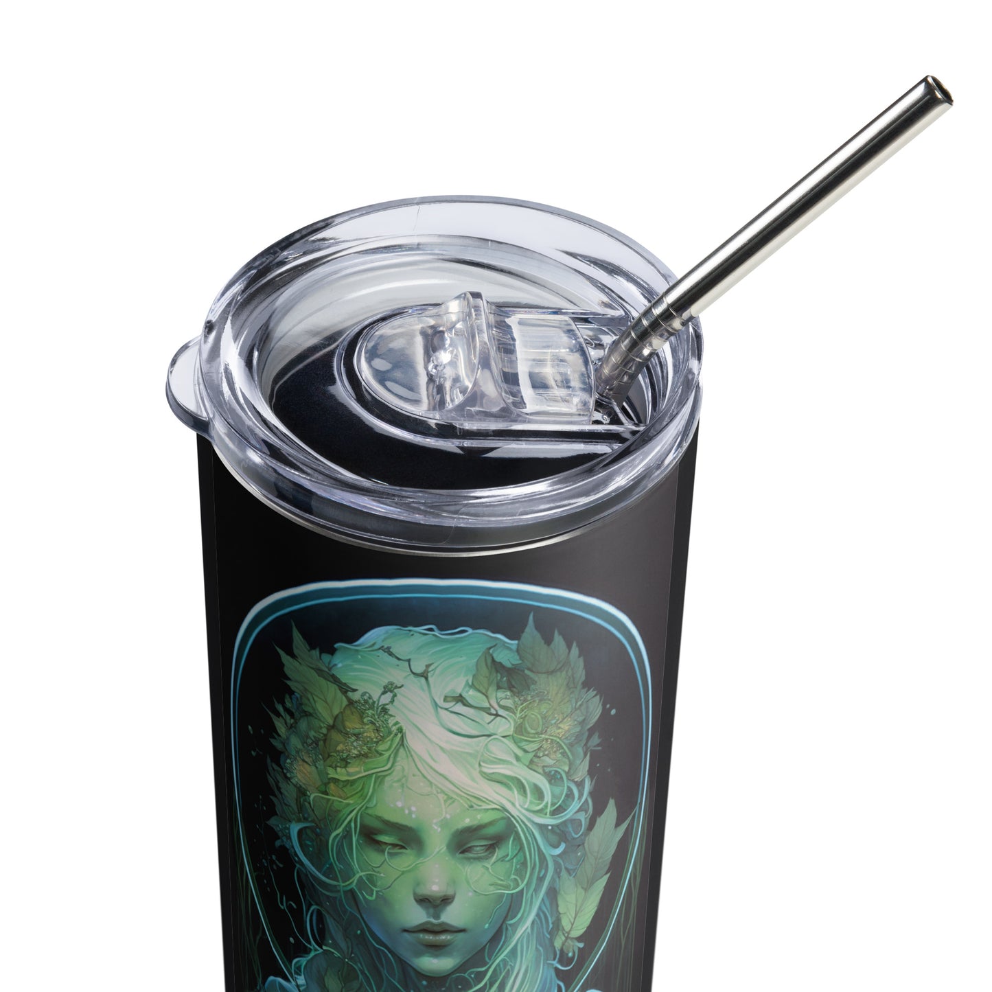 Earth Goddess #2 Stainless steel tumbler cup with metal straw