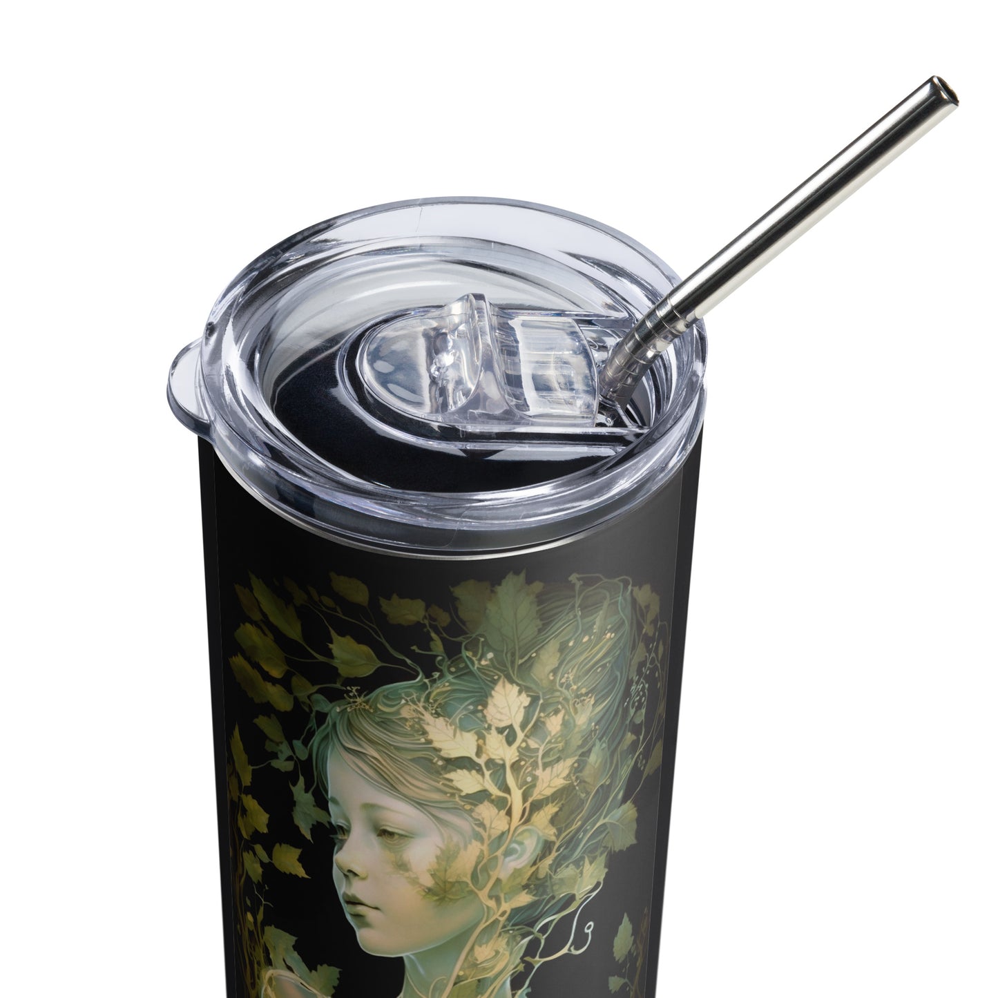 Earth Goddess #3 Stainless steel tumbler cup with metal straw