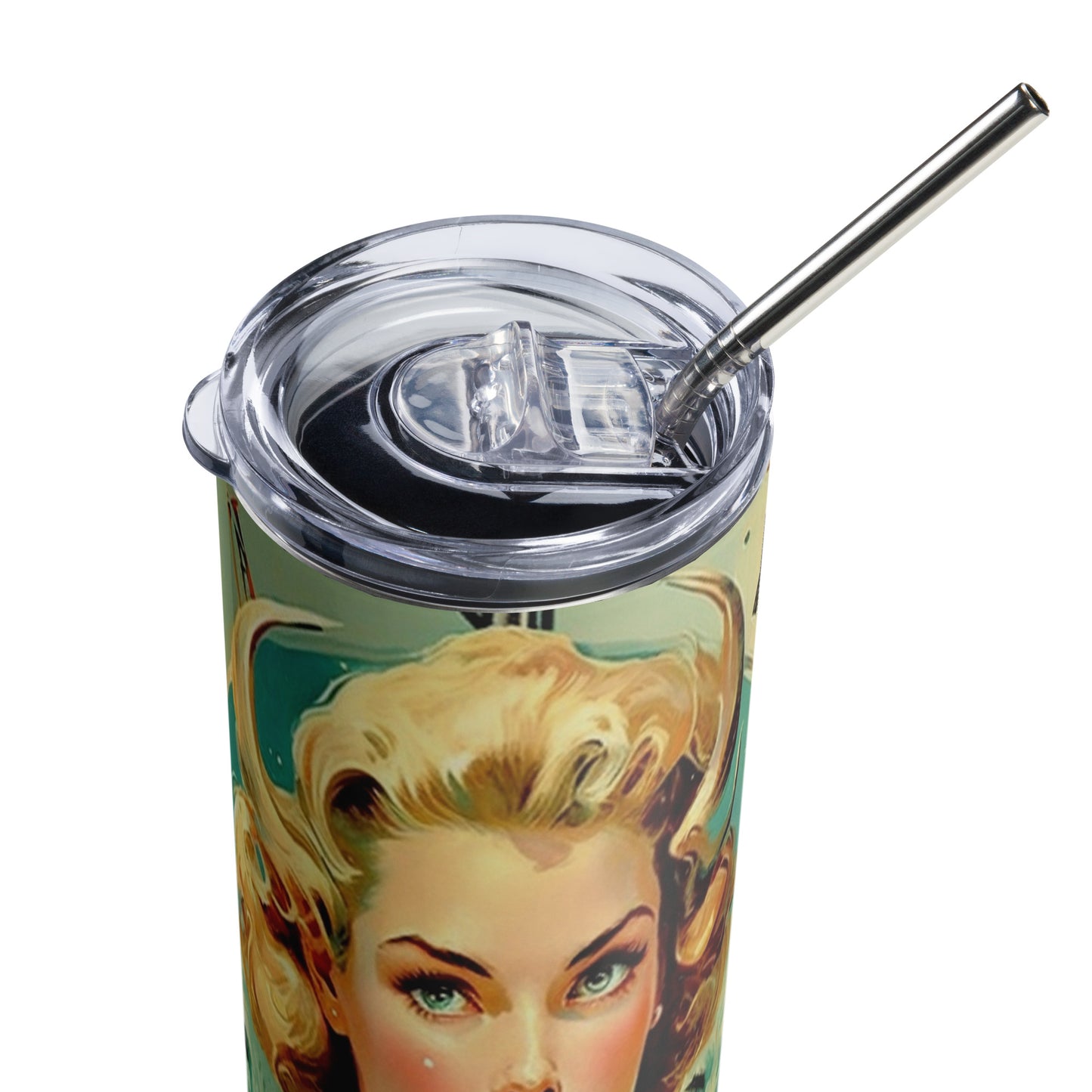 Devil Beauty #2 Stainless steel tumbler cup with metal straw