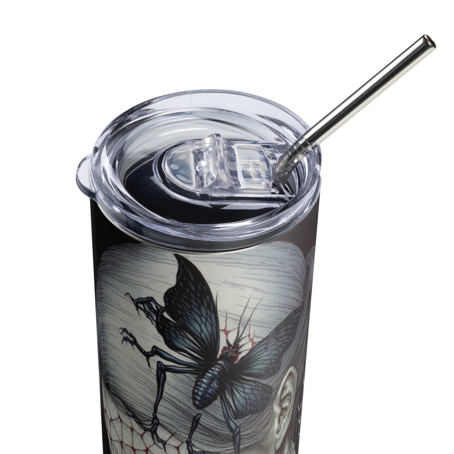 Gothic Beauty Stainless steel tumbler cup with metal straw