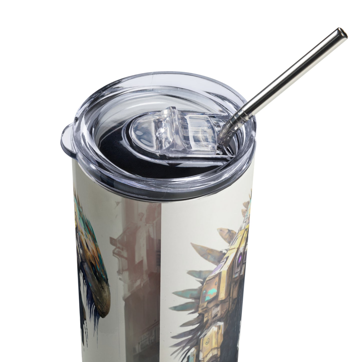 Droid with Child Stainless steel tumbler cup with metal straw #1