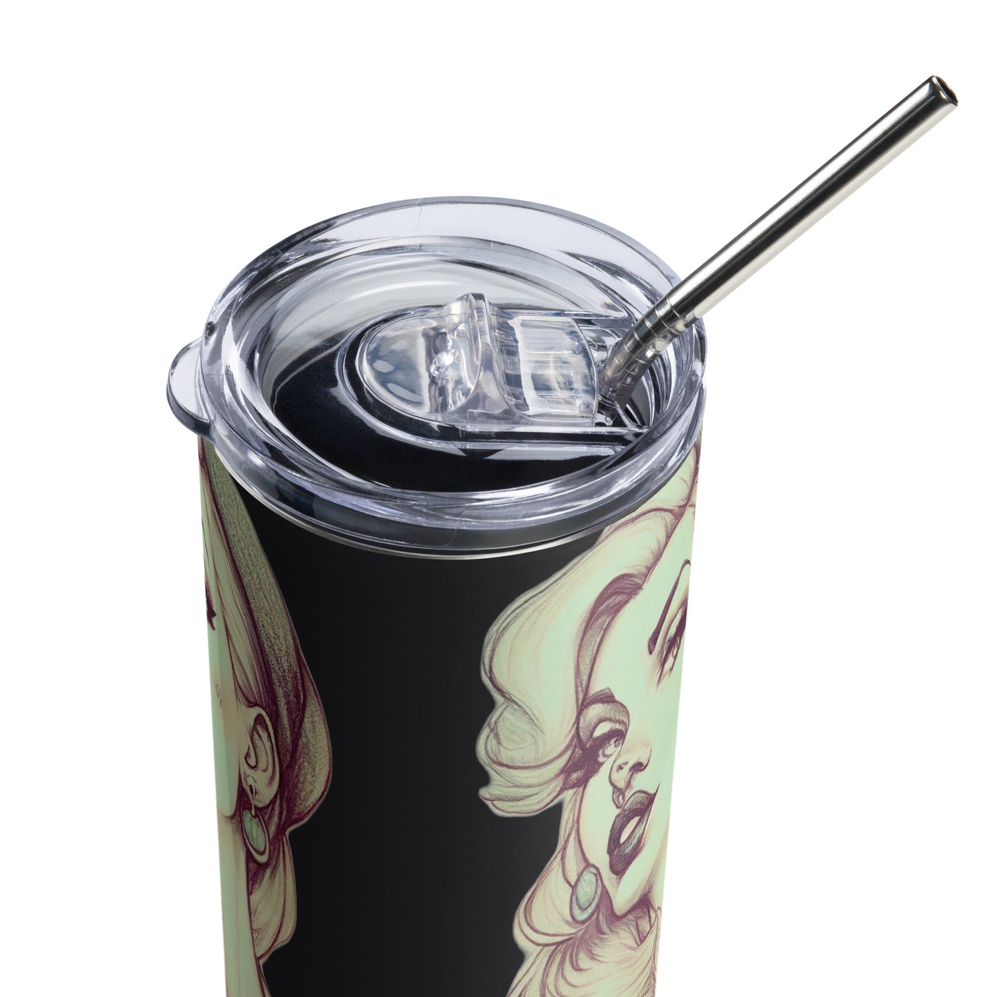 Sexy Pin-up Girl #1 Stainless steel tumbler cup with metal straw