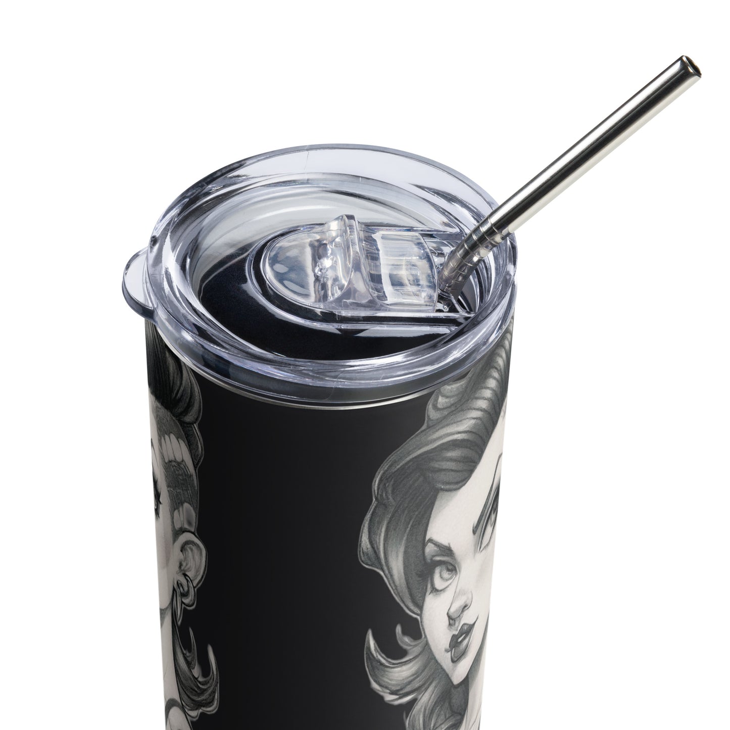 Sexy Pin-up Girl #2 Stainless steel tumbler cup with metal straw