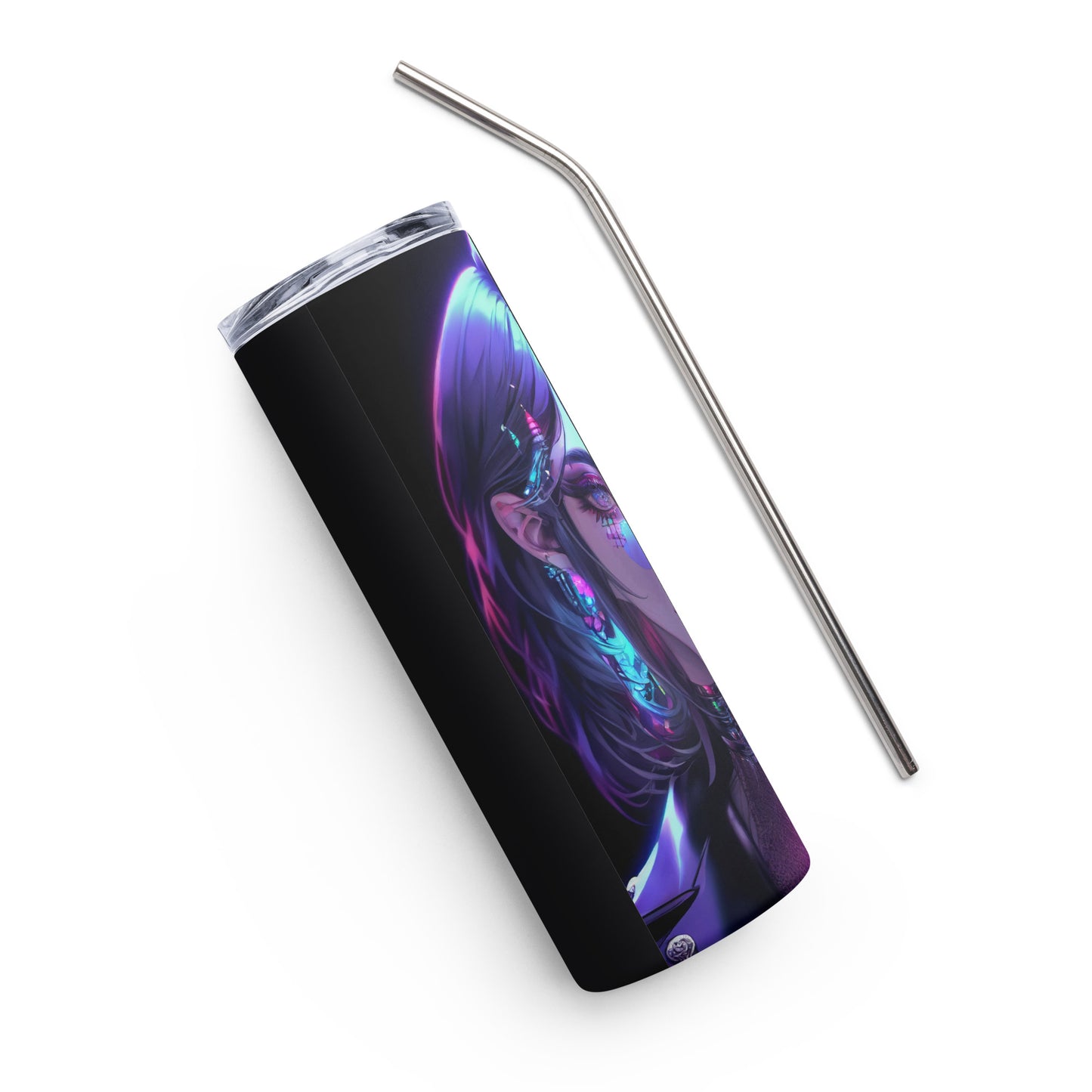 Anime Girl #3 Stainless steel tumbler cup with metal straw