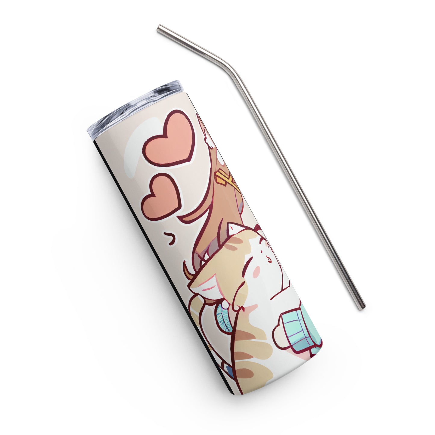 Anime Cat Girl #4 Stainless steel tumbler cup with metal straw