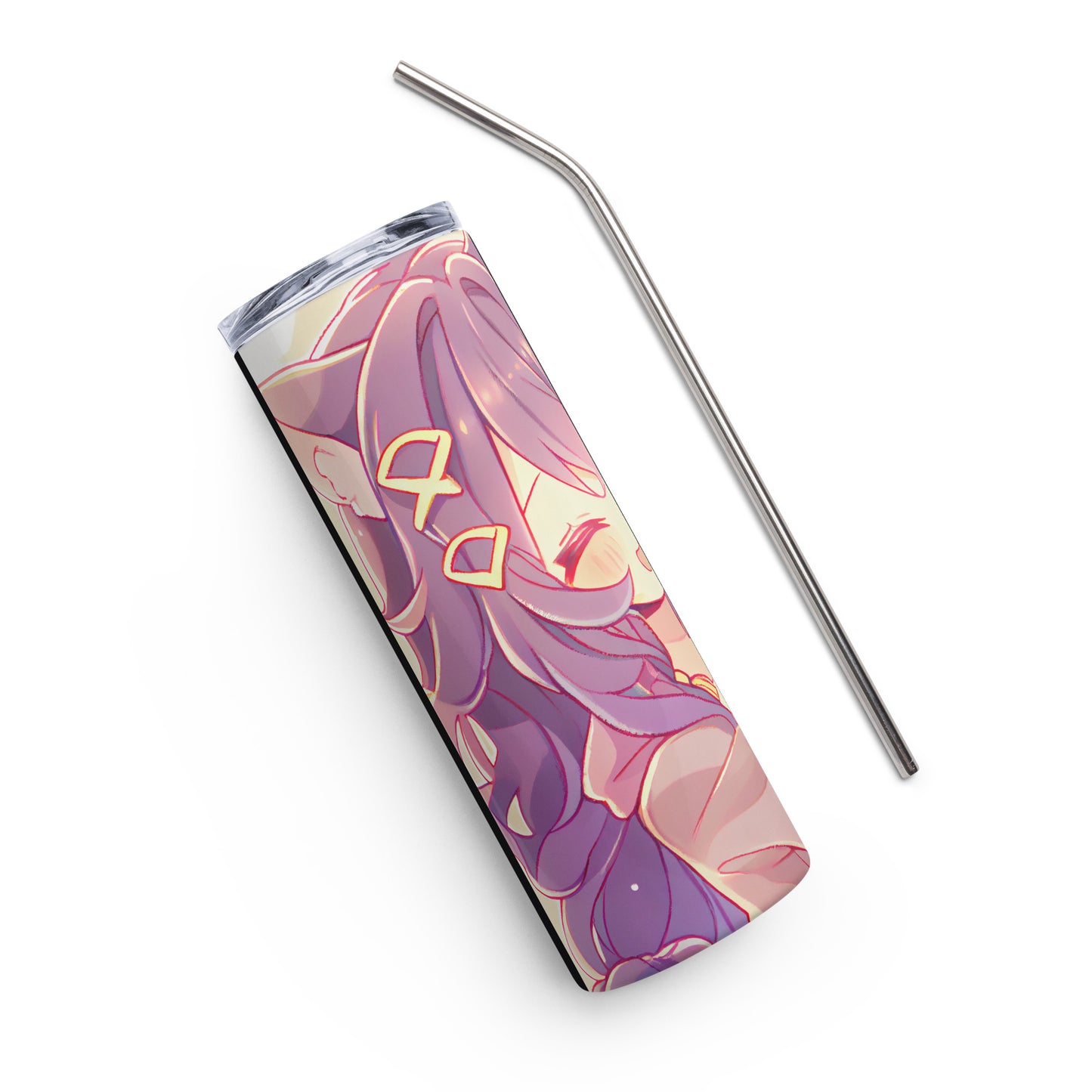 Anime Cat Girl #8 Stainless steel tumbler cup with metal straw