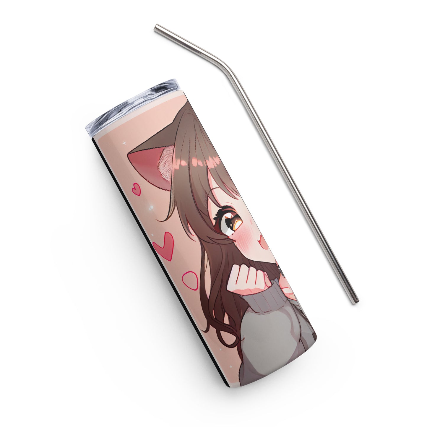 Anime Cat Girl #9 Stainless steel tumbler cup with metal straw