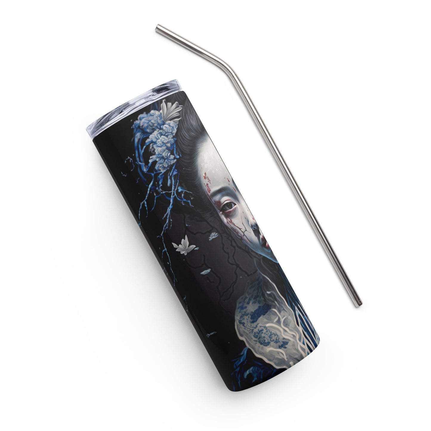 Geisha Beauty Stainless steel tumbler cup with metal straw