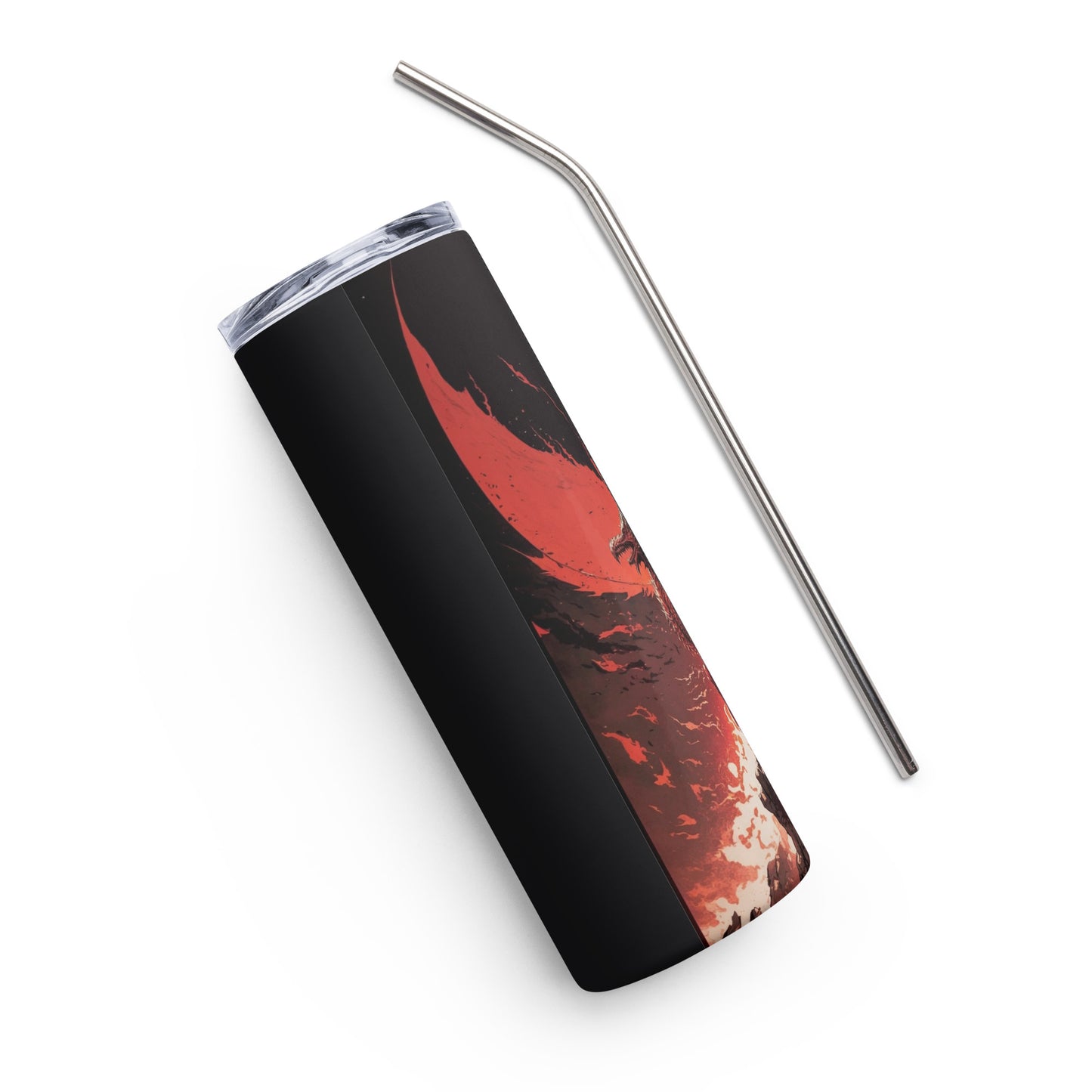 Dragon #1 Stainless steel tumbler cup with metal straw