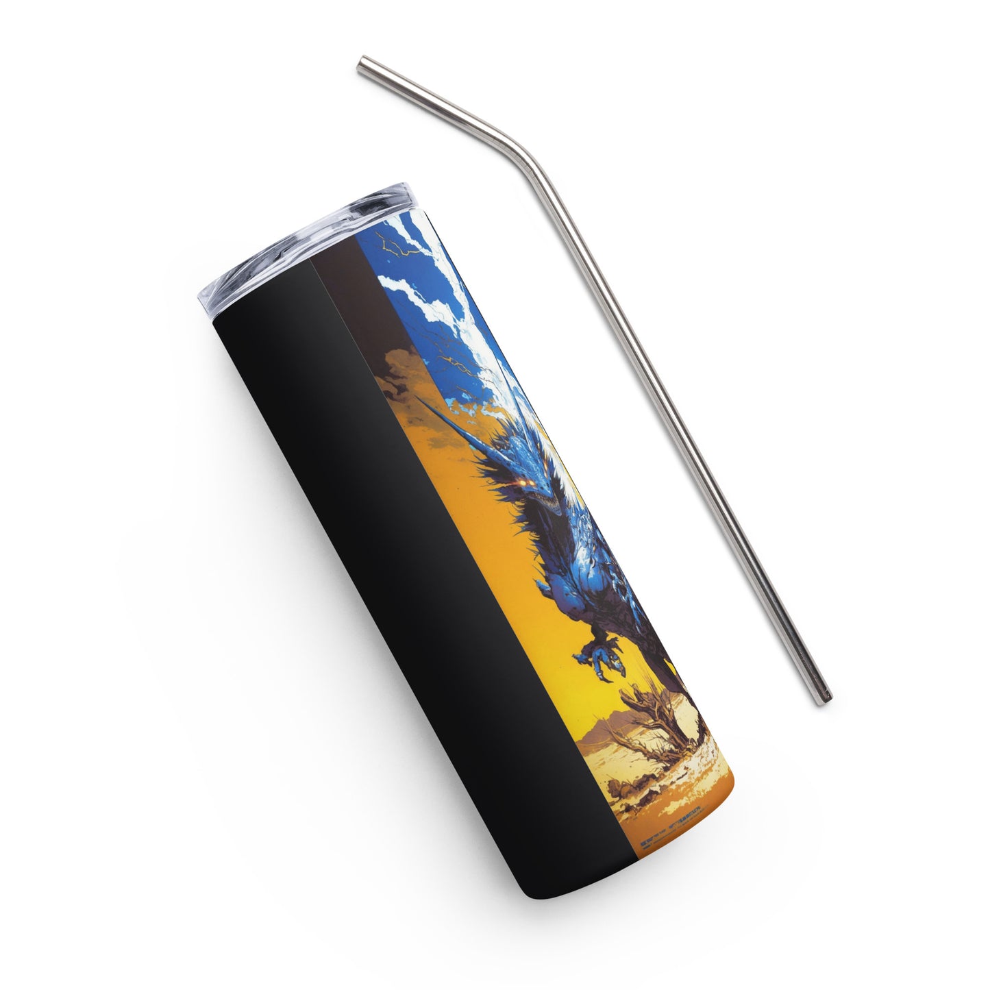 Dragon #2 Stainless steel ttumbler cup with metal straw