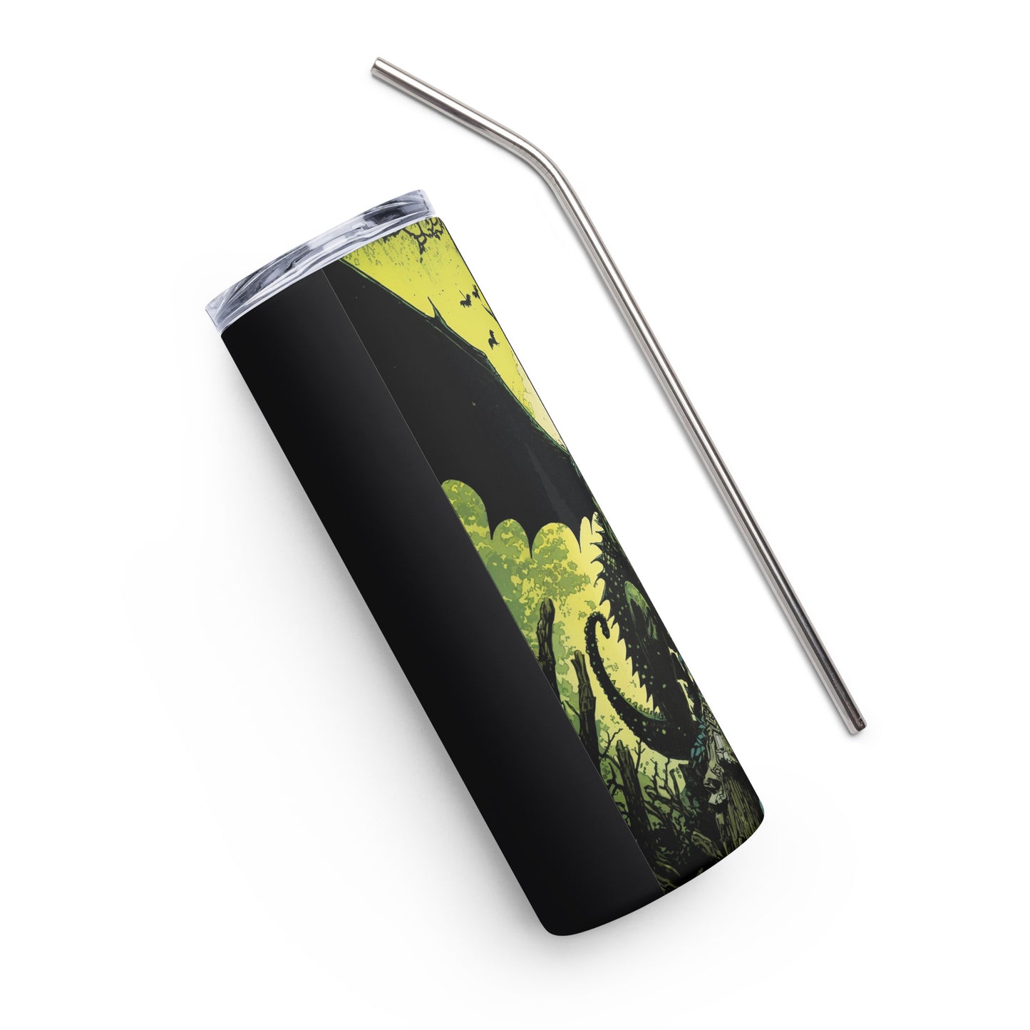 Dragon #3 Stainless steel tumbler cup with metal straw