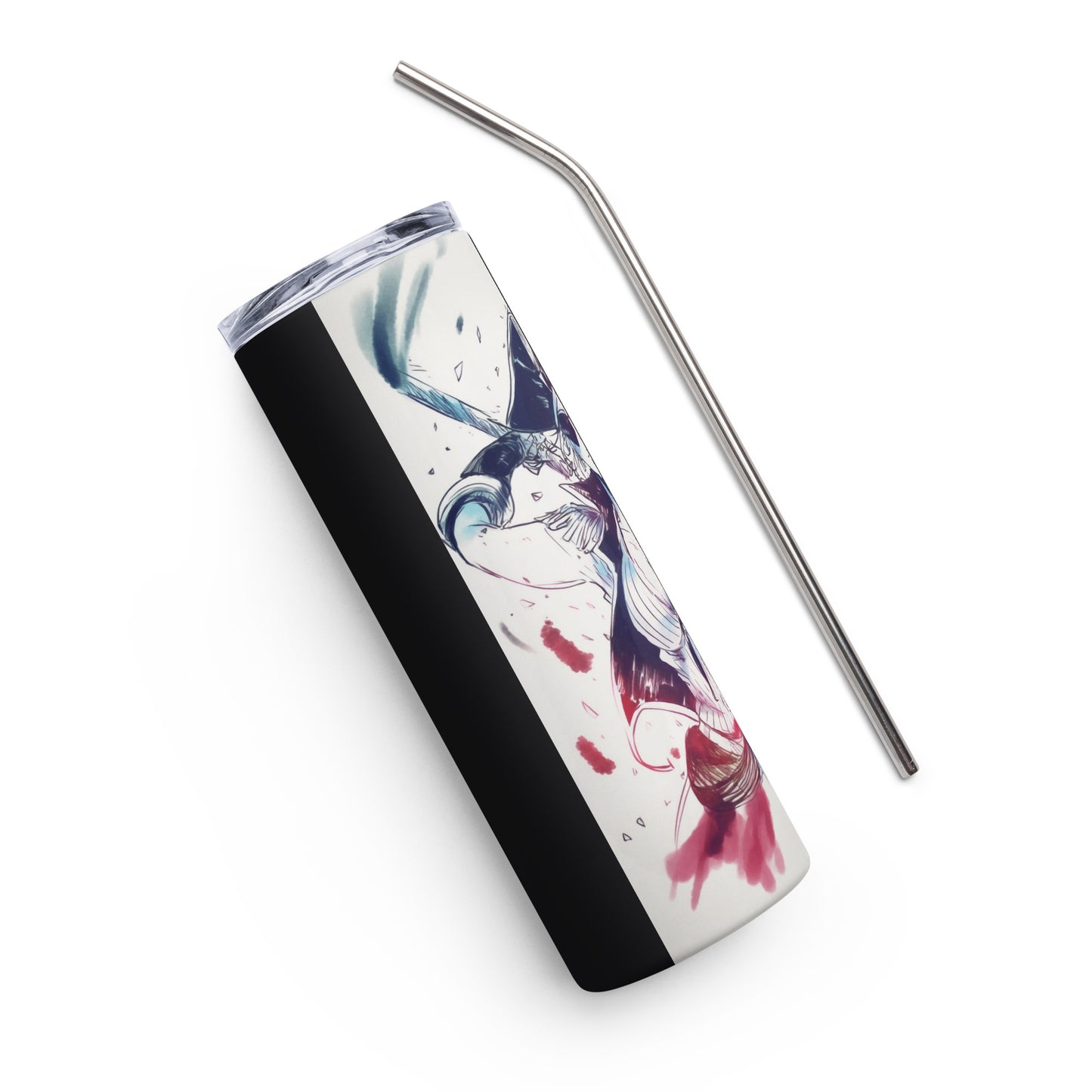 Sexy Pirate Woman Stainless steel tumbler cup with metal straw