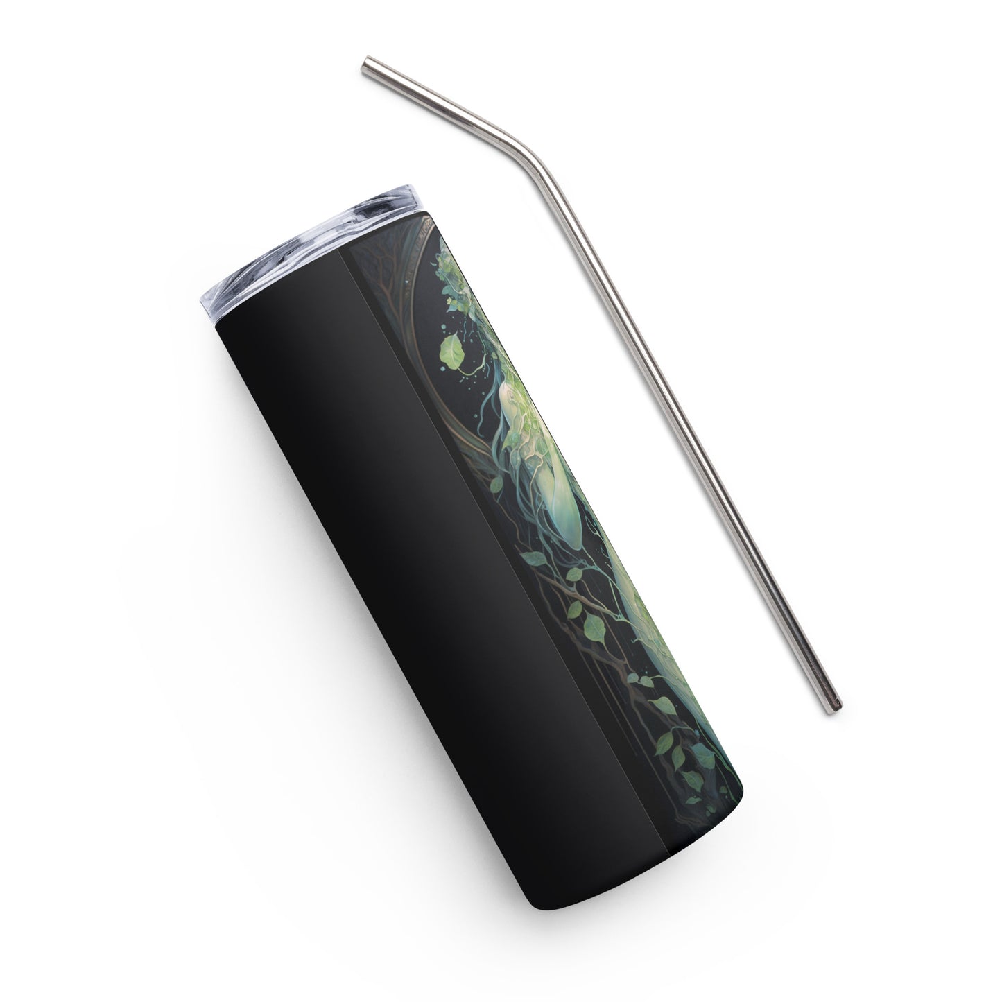 Earth Goddess #1 Stainless steel tumbler cup with metal straw