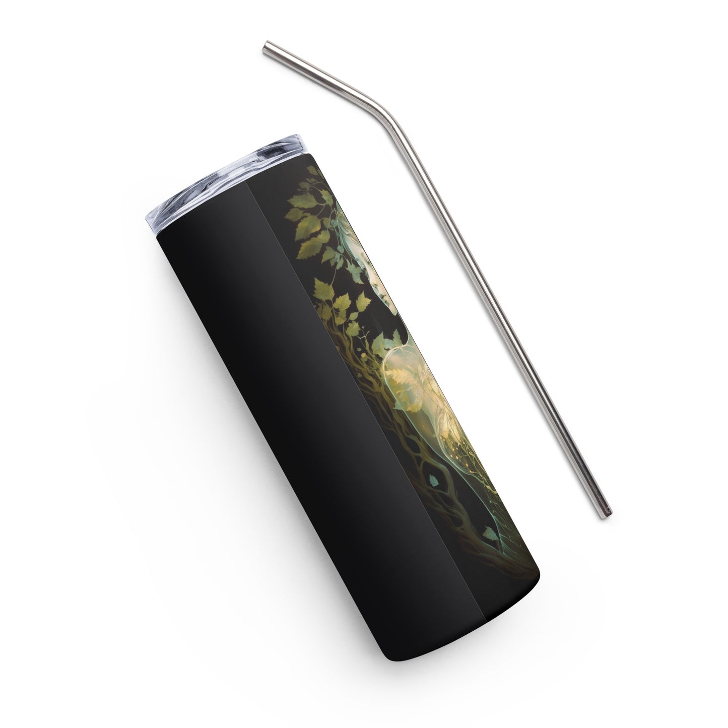 Earth Goddess #3 Stainless steel tumbler cup with metal straw