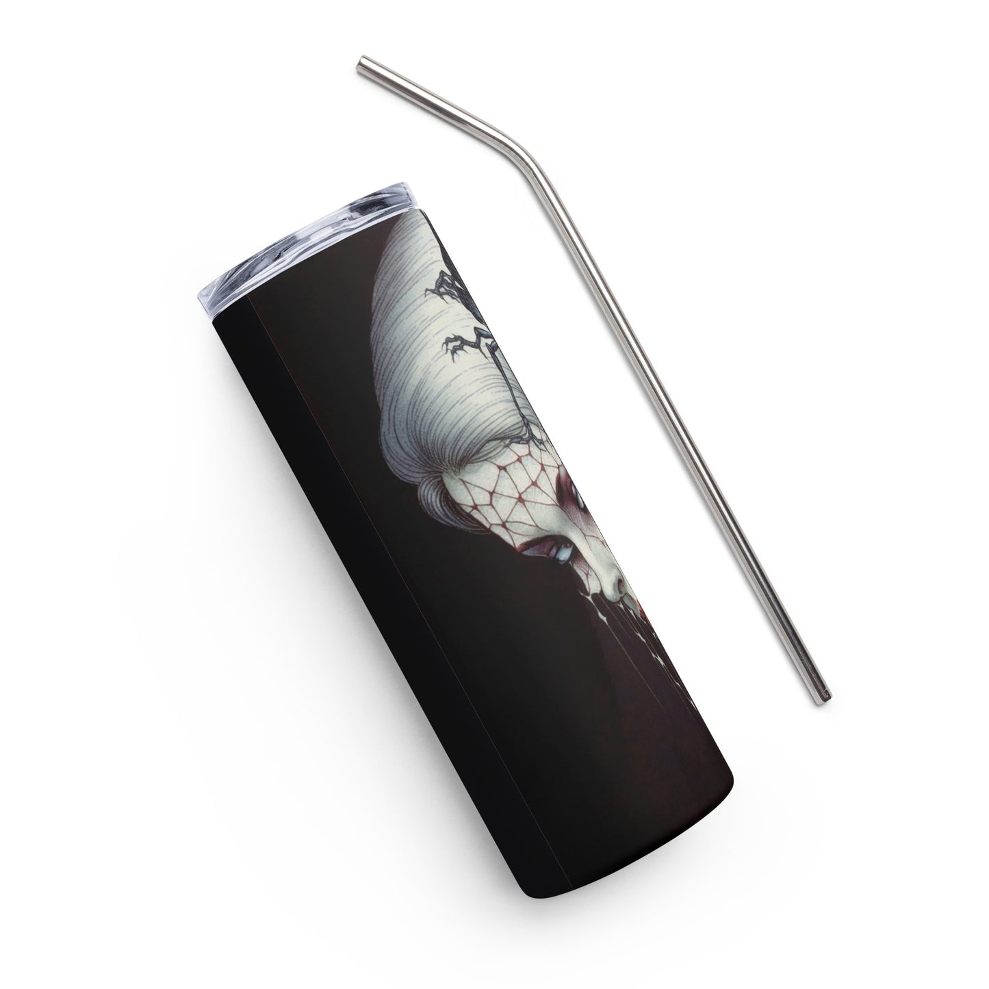 Gothic Beauty Stainless steel tumbler cup with metal straw