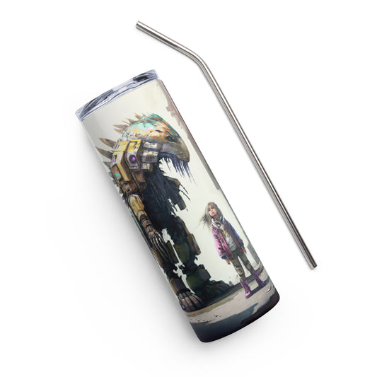 Droid with Child Stainless steel tumbler cup with metal straw #1