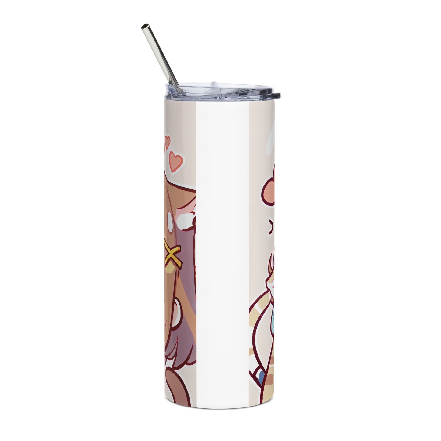 Anime Cat Girl #4 Stainless steel tumbler cup with metal straw