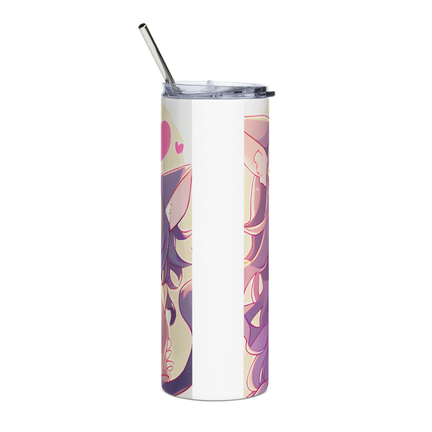 Anime Cat Girl #8 Stainless steel tumbler cup with metal straw