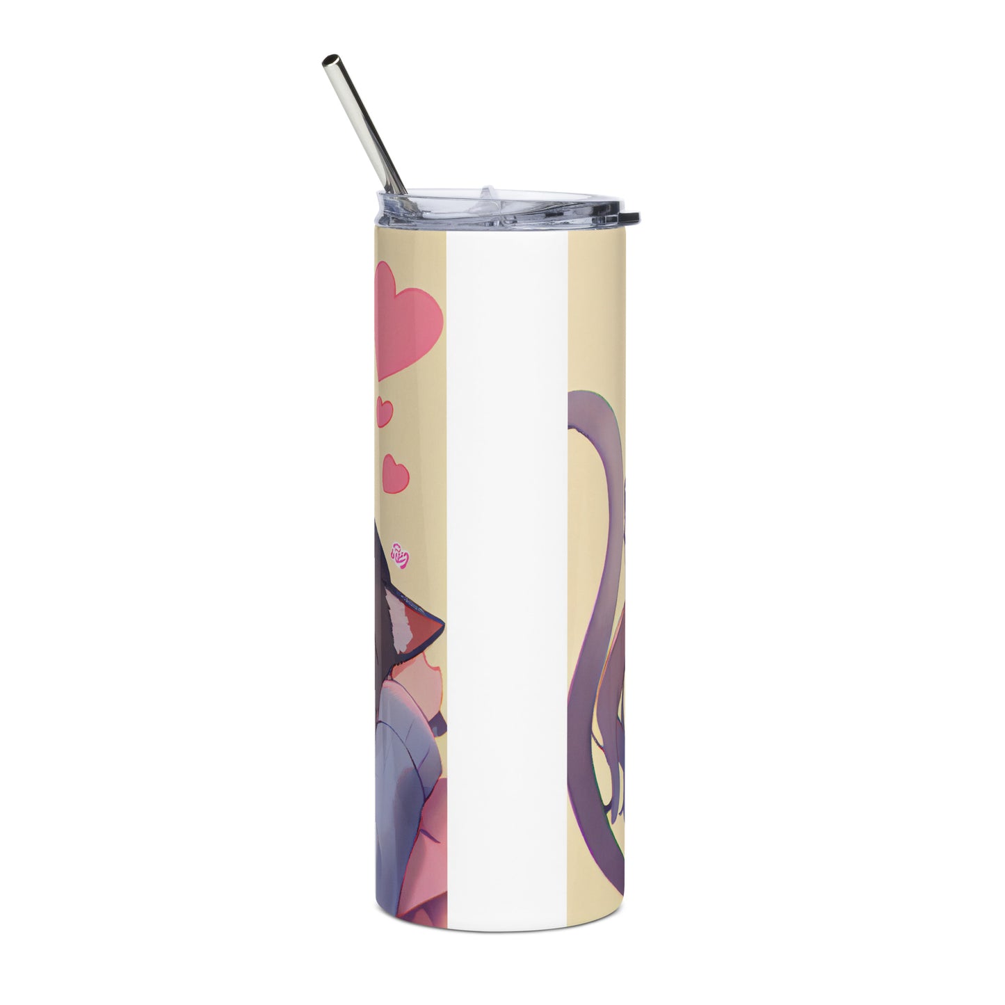 Anime Cat Girl #11 Stainless steel tumbler cup with metal straw