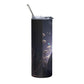Celestial Owl Stainless steel tumbler cup with metal straw