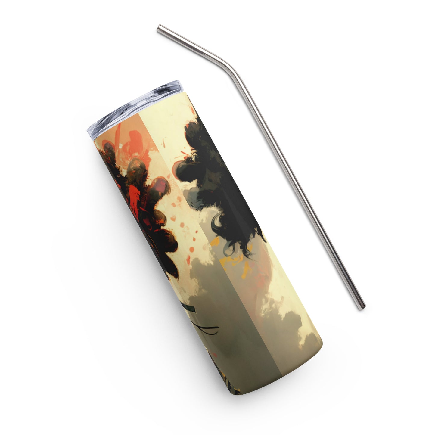 Afro Samurai Inspired Stainless steel tumbler cup with metal straw