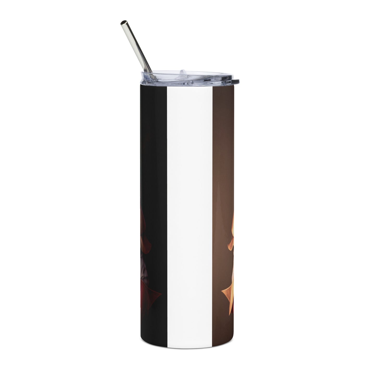 Steampunk Daisy Stainless steel tumbler cup with metal straw