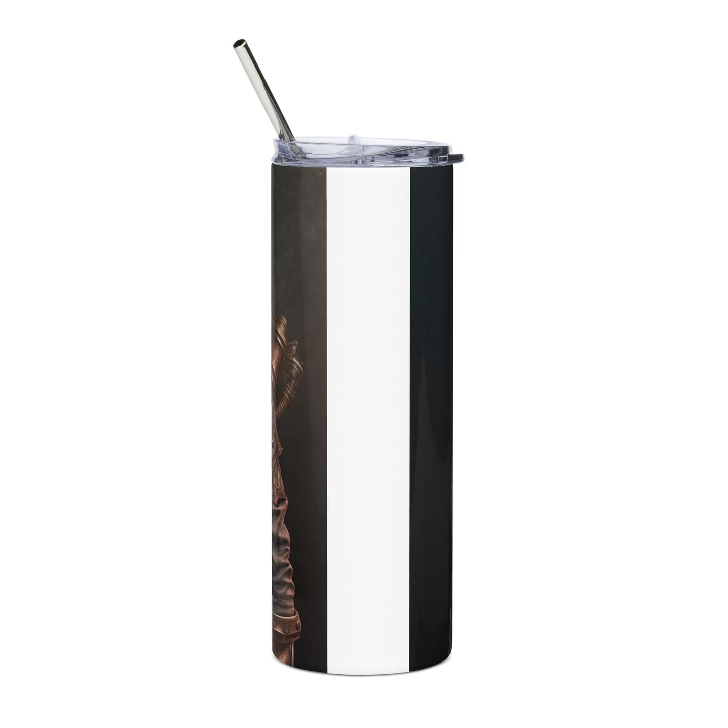 Steampunk Mario Stainless steel tumbler cup with metal straw