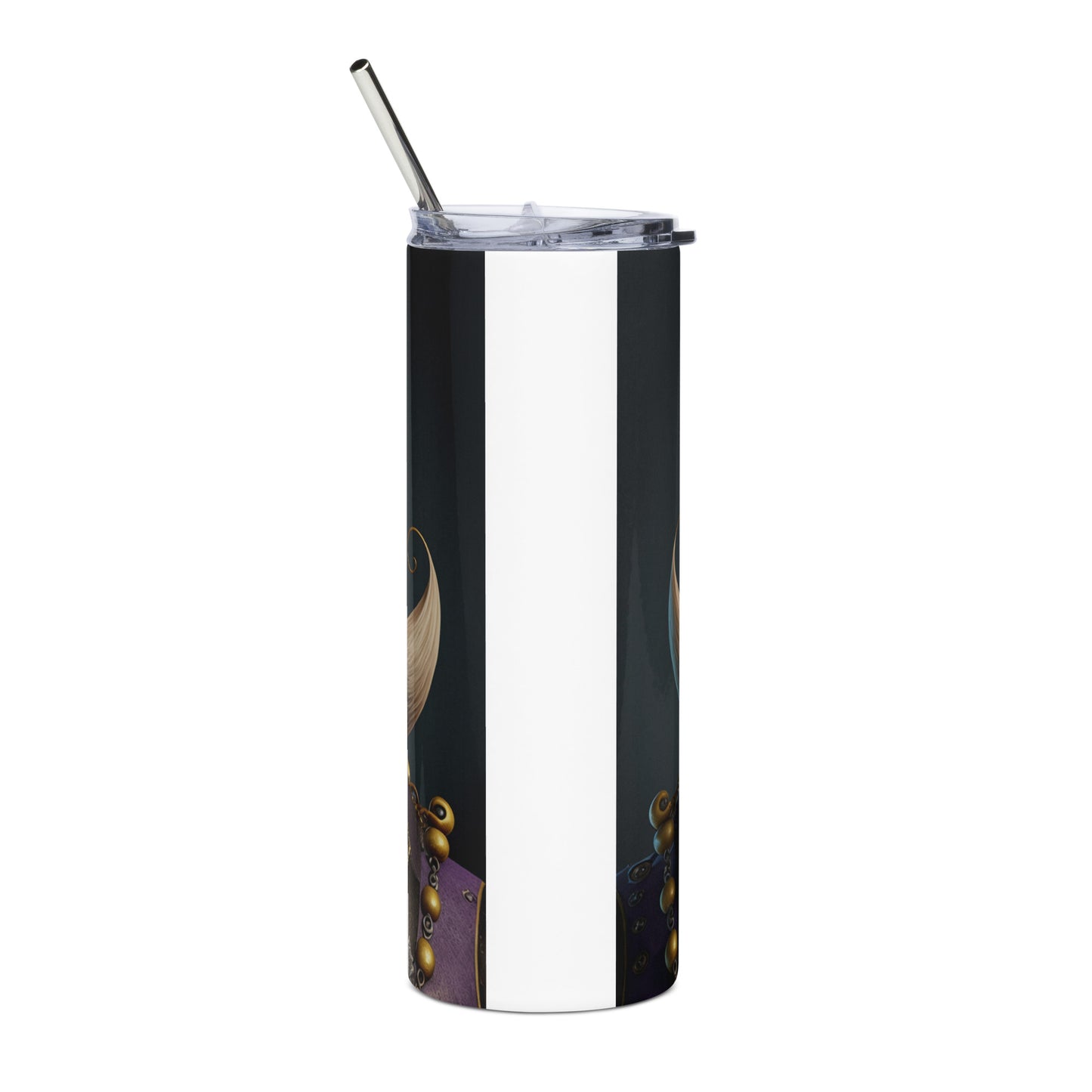 Steampunk Wario Stainless steel tumbler cup with metal straw