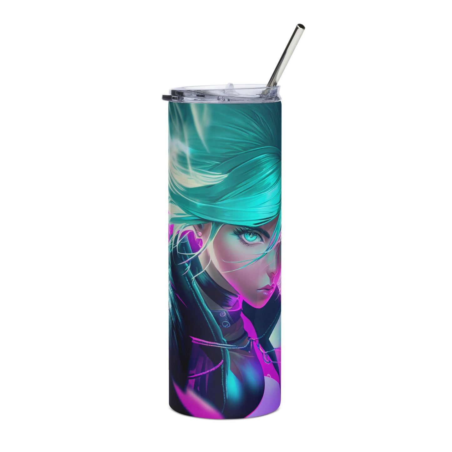 Anime Girl #2 Stainless steel tumbler cup with metal straw