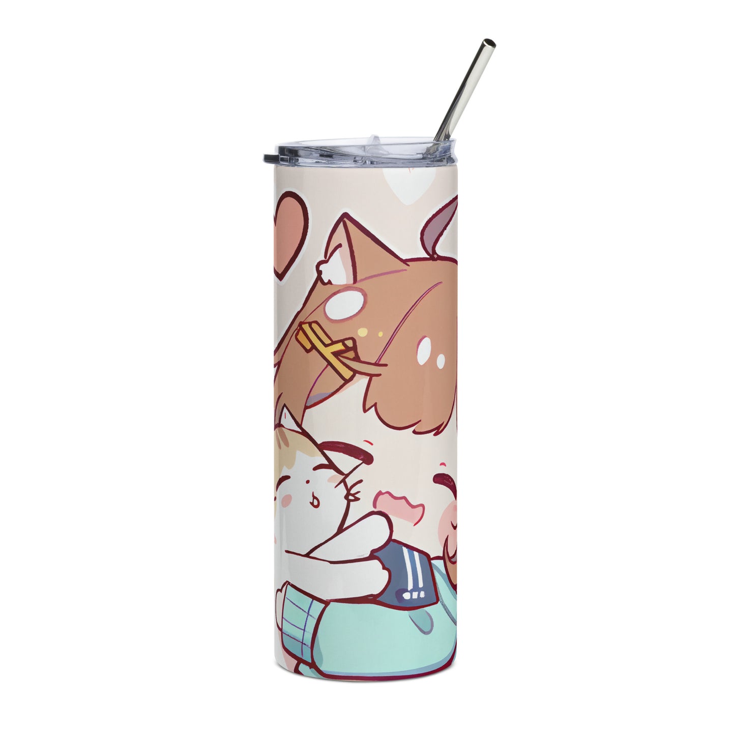 Anime Cat Girl #4 Stainless steel tumbler cup with metal straw