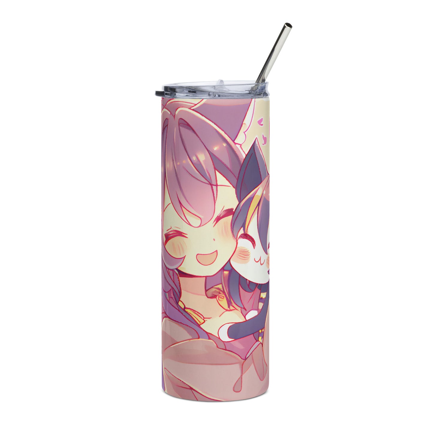 Anime Cat Girl #8 Stainless steel tumbler cup with metal straw