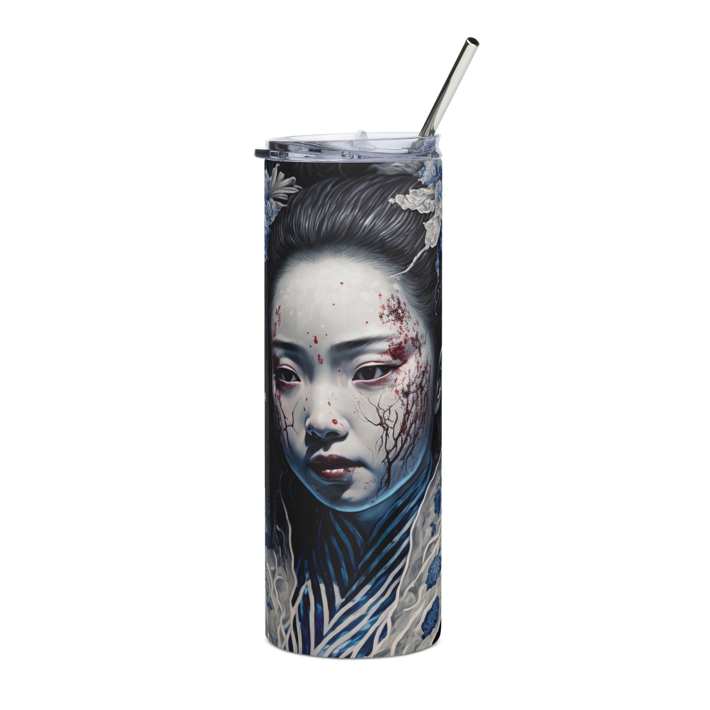 Geisha Beauty Stainless steel tumbler cup with metal straw