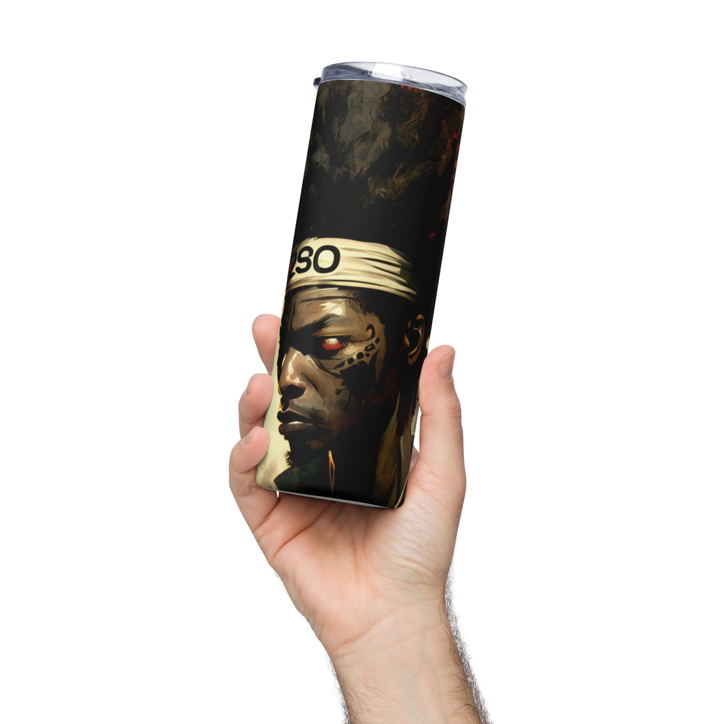 Afro Samurai Inspired Stainless steel tumbler cup with metal straw