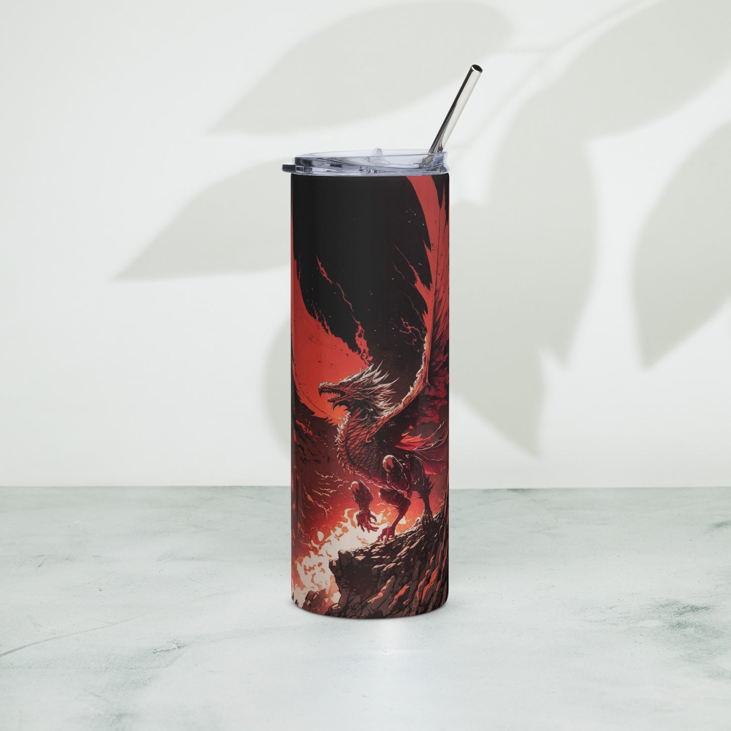 Dragon #1 Stainless steel tumbler cup with metal straw