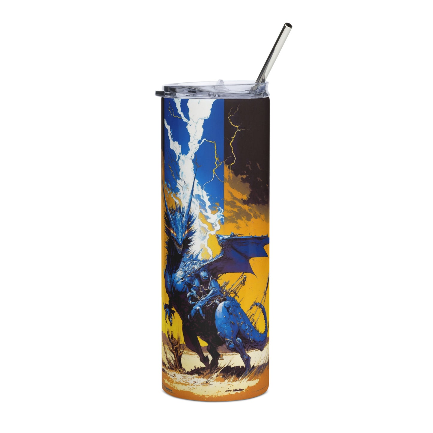 Dragon #2 Stainless steel ttumbler cup with metal straw