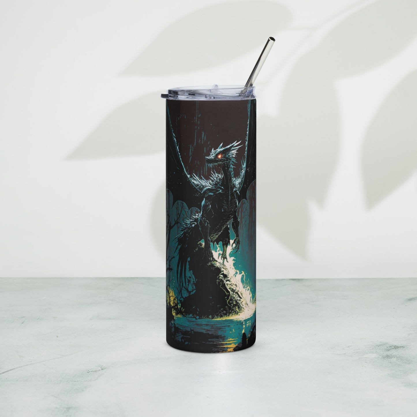 Dragon #4 Stainless steel tumbler cup with metal straw